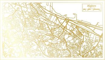 Algiers Algeria City Map in Retro Style in Golden Color. Outline Map. vector