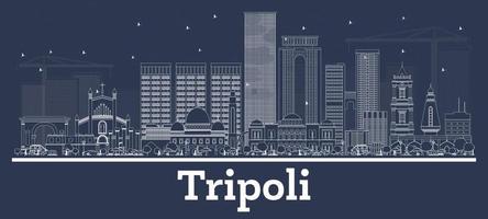 Outline Tripoli Libya City Skyline with White Buildings. vector