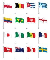 Flags Icons Set. Isolated Wave Flags. Vector Illustration.