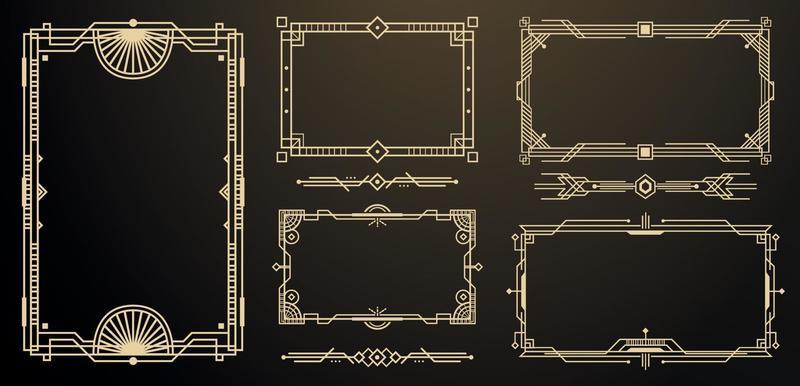 Set of Art Deco Frames and Borders. Decorative Elements.