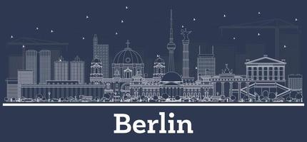 delinear el horizonte de la ciudad de berlín, alemania, con edificios blancos. vector