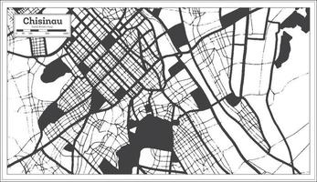 mapa de la ciudad de chisinau moldova en color blanco y negro en estilo retro. esquema del mapa. vector