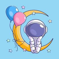 Astronauts are on the moon with balloons vector