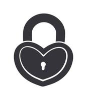 Silhouette icon of padlock in heart shape vector