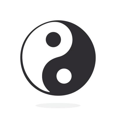 Silhouette icon of Yin and Yang symbol of harmony and balance