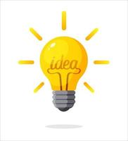 Light bulb with the word of idea and shine vector