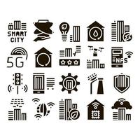 Smart City Technology Glyph Set Vector