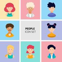 colección de conjunto de iconos de avatar de diferentes personas. ilustración vectorial de dibujos animados plana vector