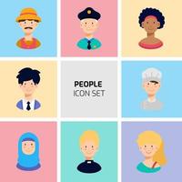 colección de conjunto de iconos de avatar de diferentes personas. ilustración vectorial de dibujos animados plana vector