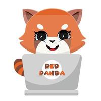 Cute Red Panda Vector Icon Illustration. Animal Icon Concept Isolated Premium Vector. Flat Cartoon Style