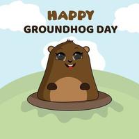 Happy Groundhog Day Banner. Design for print greetings card, banner, poster. Vector illustration