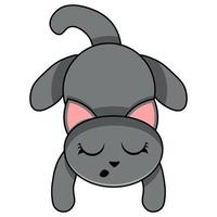 Ilustración de icono de vector de dibujos animados lindo gato. concepto de icono de amor animal vector premium aislado. estilo de dibujos animados plana