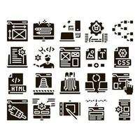 Front End Development Glyph Set Vector