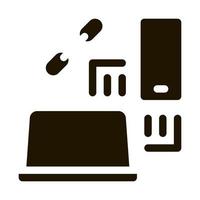 computer and phone connection icon Vector Glyph Illustration