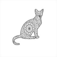 Vector mandala cat coloring page for kids and adult