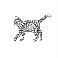 Vector mandala cat coloring page for kids and adult