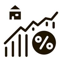 ilustración de glifo de vector de icono de infografía de crecimiento de bienes raíces