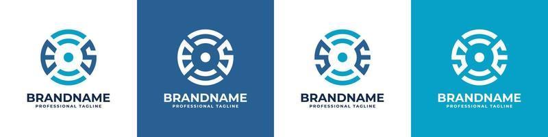 Letter ES or SE Global Technology Monogram Logo, suitable for any business with ES or SE initials. vector