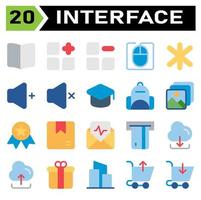 User interface icon set include book, guide, manual, read, instruction, menu, add, new, apps, category, remove, delete, mouse, computer, cursor, user interface, asterisk, multiple, star, favorite vector