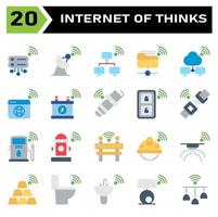 Internet of things icon set include server, database, internet of things, satellite, network, folder, cloud, browser, web, battery, accumulator, spark, plug, key, remote, safety, belt, gas station vector