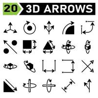 Arrows icon set include orientation, arrows, direction, pointer, rotate, right, update, triple, turning, navigated, angle, degrees, dimension, increase, percentage, profit, square, distance vector