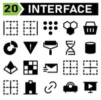 User interface icon set include left, border, cell, table, spreadsheet, user interface, right, dial pad, keypad, touch, numbers, hive, bee, nature, honey, basket, shopping, cart, e commerce, pie,chart vector