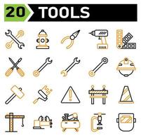 Tools construction icon set  include wrench, tools, spanner, contraction, equipment, hydrant, water, fire hydrant, fire, pliers, carpenter, handyman, technician, drill, tool, pan tone, color, paint vector