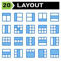 Layout icon set include layout, grid, dashboard, interface, user interface, align, template, design, flayer, graphic, cover, poster, vector, banner, creative, concept, brochure, abstract, modern, bus vector