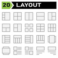 Layout icon set include layout, grid, dashboard, interface, user interface, align, template, design, flayer, graphic, cover, poster, vector, banner, creative, concept, brochure, abstract, modern, bus vector