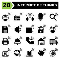 Internet of things icon set include world, earth, internet of things, hard disk, drive, headphone, headset, microphone, search, find, save, storage, sound, volume, video, record, store, shop, people vector