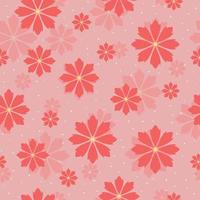 Vector seamless pattern with flowers, colorful botanical illustration, red floral elements, repeatable background. Artistic backdrop. EPS 10.