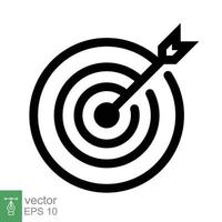 Target icon. Simple outline style. Focus accuracy dart, arrow dartboard hit, goal, objective, opportunity, business concept. Line symbol. Vector illustration isolated on white background. EPS 10.