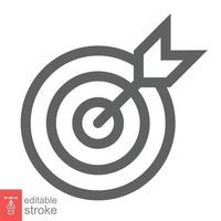 Target icon. Simple outline style. Focus accuracy dart, arrow dartboard hit, goal, objective, opportunity, business concept. Line symbol. Vector illustration isolated. Editable stroke EPS 10.