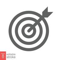 Target icon. Simple outline style. Focus accuracy dart, arrow dartboard hit, goal, objective, opportunity, business concept. Line symbol. Vector illustration isolated. Editable stroke EPS 10.