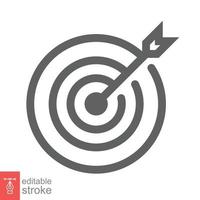 Target icon. Simple outline style. Focus accuracy dart, arrow dartboard hit, goal, objective, opportunity, business concept. Line symbol. Vector illustration isolated. Editable stroke EPS 10.