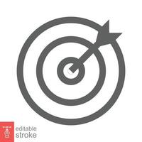 Target icon. Simple outline style. Focus accuracy dart, arrow dartboard hit, goal, objective, opportunity, business concept. Line symbol. Vector illustration isolated. Editable stroke EPS 10.