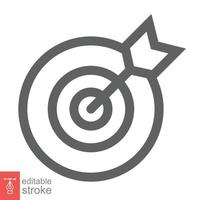 Target icon. Simple outline style. Focus accuracy dart, arrow dartboard hit, goal, objective, opportunity, business concept. Line symbol. Vector illustration isolated. Editable stroke EPS 10.