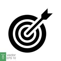 Target icon. Simple solid style. Focus accuracy dart, arrow dartboard hit, goal, objective, opportunity, business concept. Flat, glyph vector illustration isolated on white background. EPS 10.