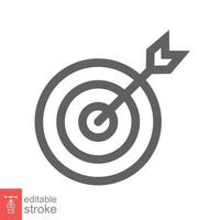 Target icon. Simple outline style. Focus accuracy dart, arrow dartboard hit, goal, objective, opportunity, business concept. Line symbol. Vector illustration isolated. Editable stroke EPS 10.