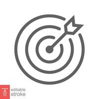 Target icon. Simple outline style. Focus accuracy dart, arrow dartboard hit, goal, objective, opportunity, business concept. Line symbol. Vector illustration isolated. Editable stroke EPS 10.