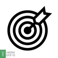 Target icon. Simple outline style. Focus accuracy dart, arrow dartboard hit, goal, objective, opportunity, business concept. Line symbol. Vector illustration isolated on white background. EPS 10.