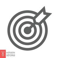 Target icon. Simple outline style. Focus accuracy dart, arrow dartboard hit, goal, objective, opportunity, business concept. Line symbol. Vector illustration isolated. Editable stroke EPS 10.