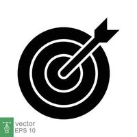 Target icon. Simple solid style. Focus accuracy dart, arrow dartboard hit, goal, objective, opportunity, business concept. Flat, glyph vector illustration isolated on white background. EPS 10.