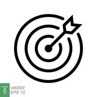 Target icon. Simple outline style. Focus accuracy dart, arrow dartboard hit, goal, objective, opportunity, business concept. Line symbol. Vector illustration isolated on white background. EPS 10.