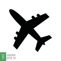 Airplane icon. Simple flat style. Flight, aircraft, plane silhouette, travel, transportation concept. Vector illustration isolated on white background. EPS 10.