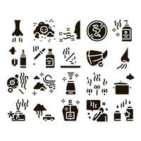 Odor Aroma And Smell Glyph Set Vector