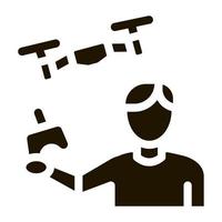 drone man with remote control icon Vector Glyph Illustration