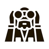 forester looking binoculars icon Vector Glyph Illustration