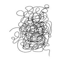 Tangled abstract scribble with hand drawn line. Doodle elements. Isolated sketch on white background. Vector illustration