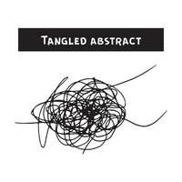 Tangled abstract scribble with hand drawn line. Doodle elements. Isolated sketch on white background. Vector illustration